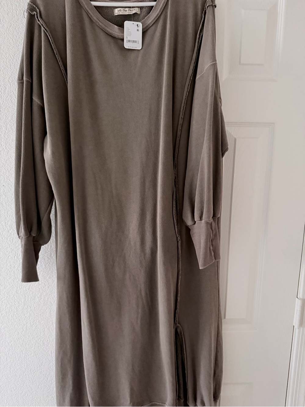 We The Free Taupe Long Sleeve Midi Sweatshirt Dress